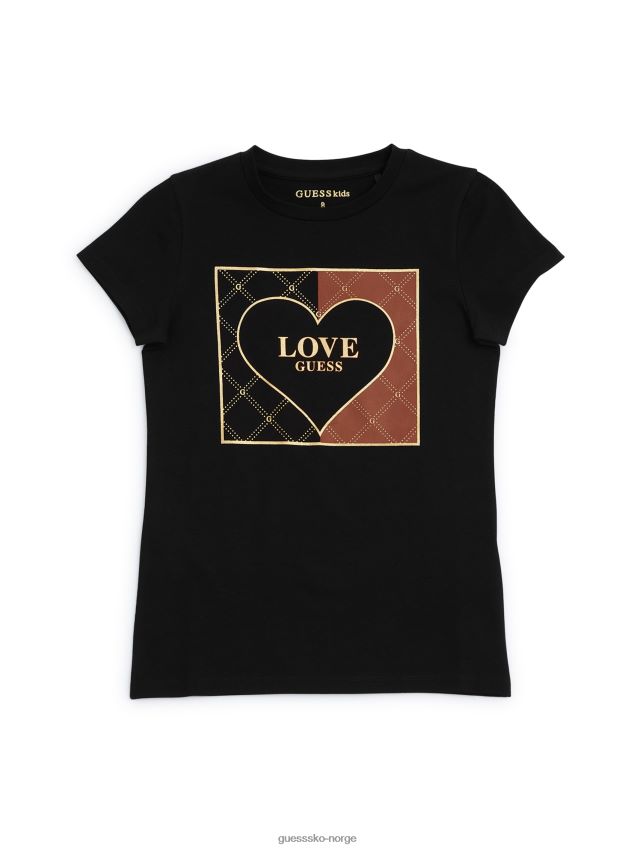 Guess kulsort øko lourdes logo-t-skjorte (7-14) kulsvart pike F0LJ808922