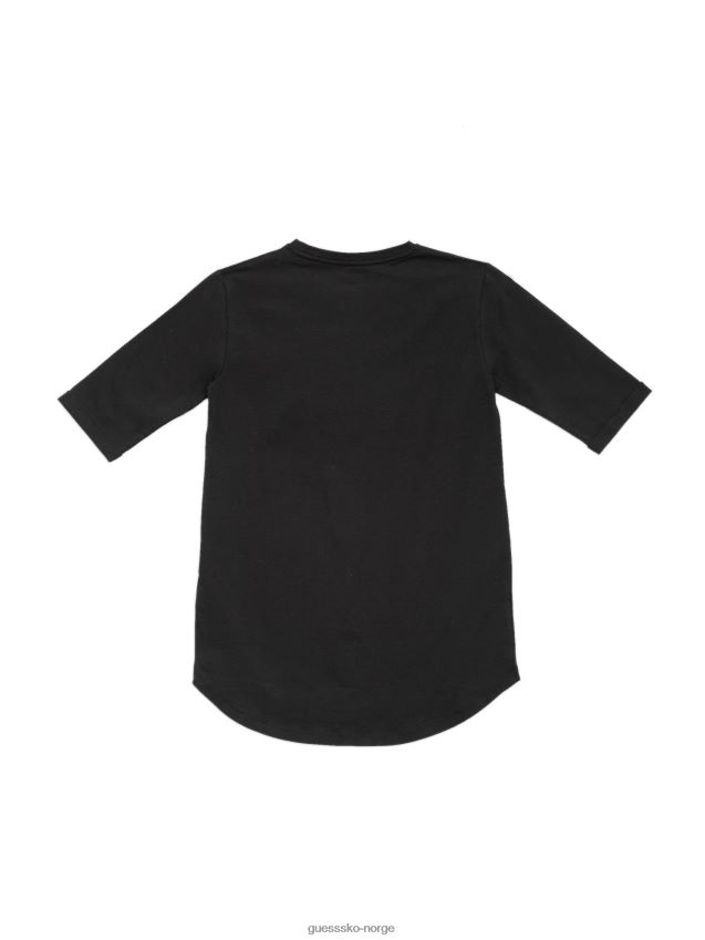 Guess kulsvart brodert ikon-t-skjorte med perler (7-14) kulsvart pike F0LJ8011361