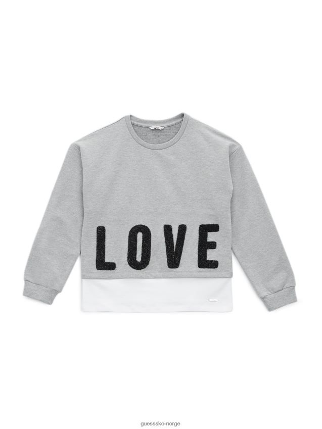 Guess lagdelt genser (7-14) lys gråmelert lys gråmelert pike F0LJ8011575