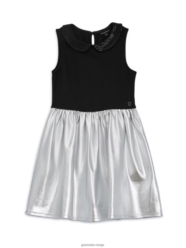 Guess laminert sølv på svart metallisk kjole (7-16) laminert sølv på sort pike F0LJ8011579