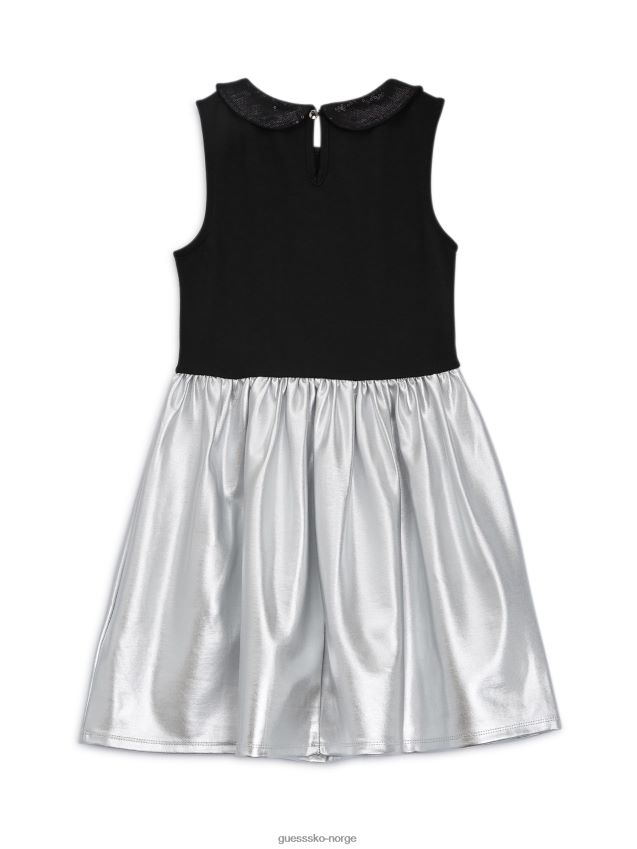 Guess laminert sølv på svart metallisk kjole (7-16) laminert sølv på sort pike F0LJ8011579