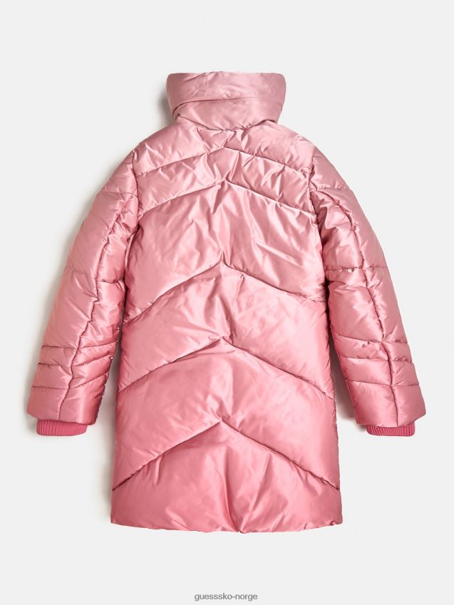 Guess lang puffer i rosa metall-look rosa pike F0LJ801966