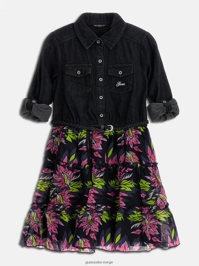 Guess lyseblå kjole med hele trykk lyse blå pike F0LJ802018