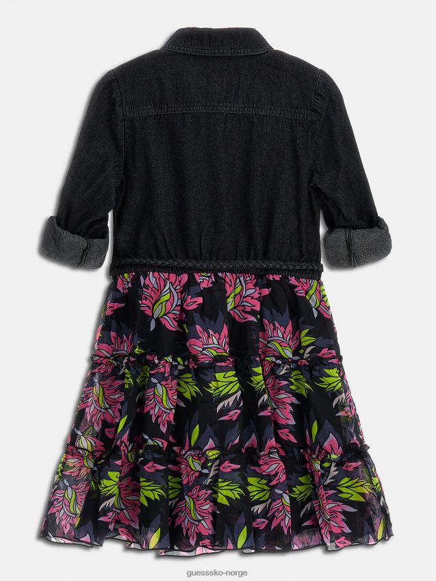 Guess lyseblå kjole med hele trykk lyse blå pike F0LJ802018