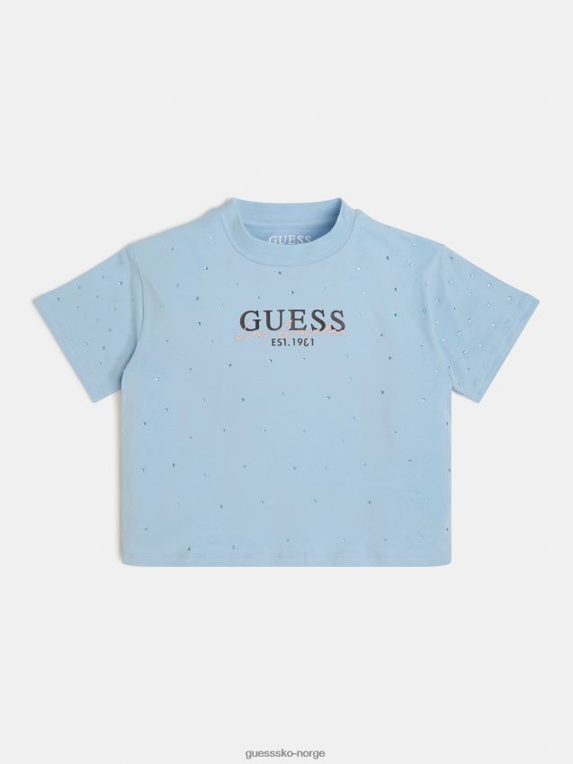 Guess lyseblå t-skjorte med logo foran lyse blå pike F0LJ801763