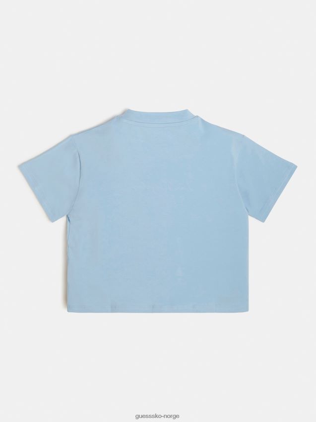 Guess lyseblå t-skjorte med logo foran lyse blå pike F0LJ801763