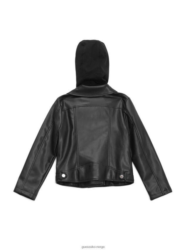 Guess minime hette i imitert skinnjakke (7-14) kulsort kulsvart pike F0LJ8011544