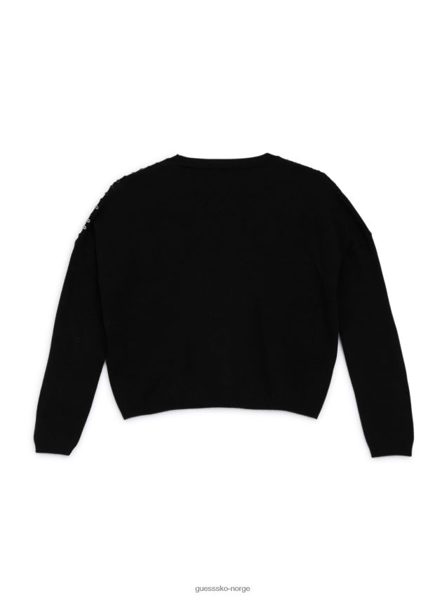 Guess paljettgenser i kashmirblanding (7-16) kulsort kulsvart pike F0LJ8011253