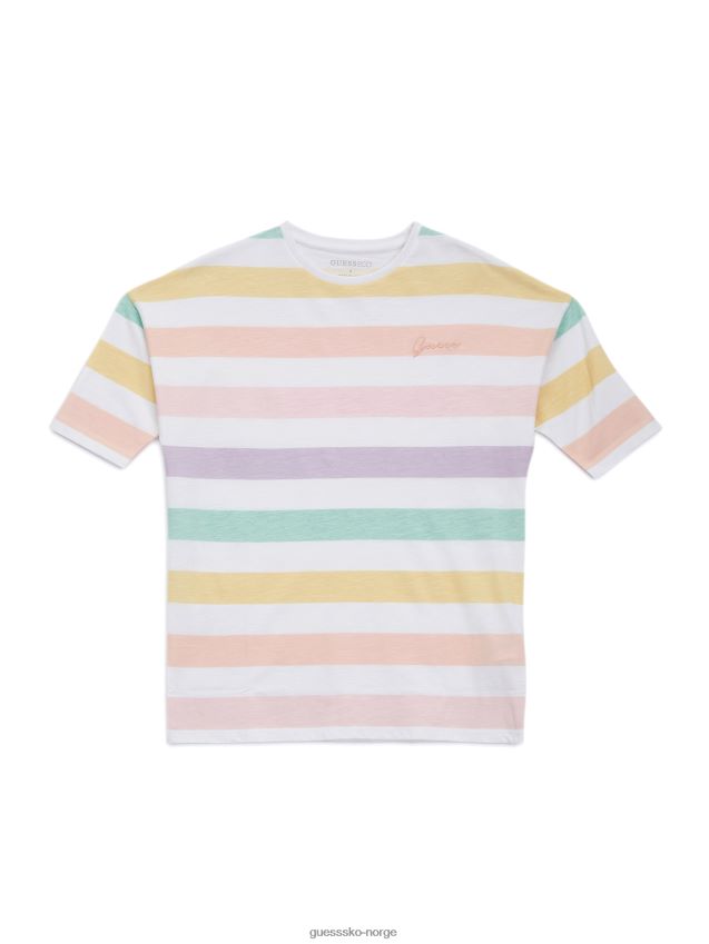 Guess pastell stripe rosa perle stripet flaggermus tunika (7-14) pastell stripe rosa perle pike F0LJ8011276
