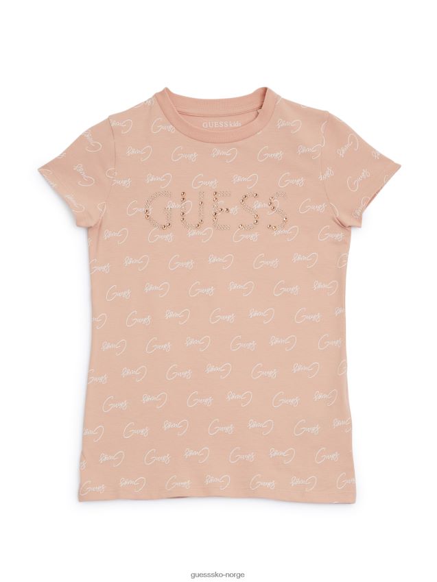 Guess peach rose cassidy logo-t-skjorte (7-14) fersken rose pike F0LJ809086