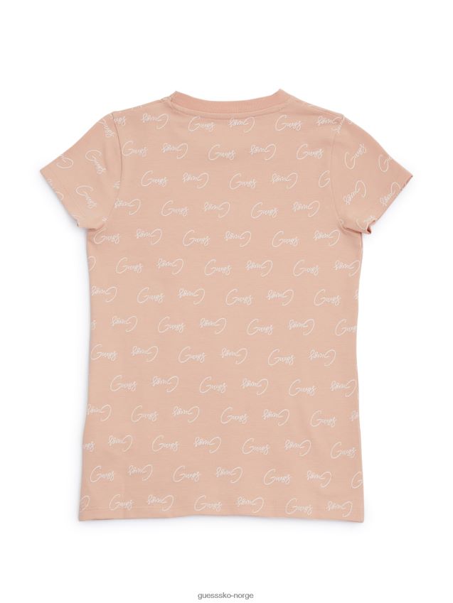 Guess peach rose cassidy logo-t-skjorte (7-14) fersken rose pike F0LJ809086