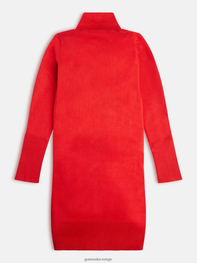 Guess rød genserkjole foran med logo rød pike F0LJ801850