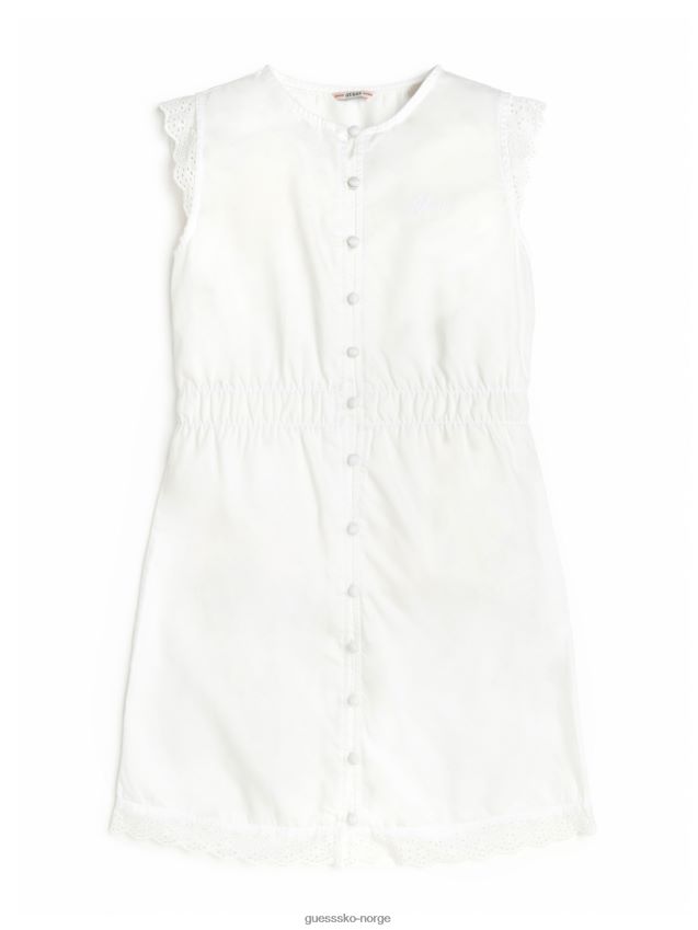 Guess ren hvit øko malje og tencel kjole (7-14) Ren hvit pike F0LJ8011589