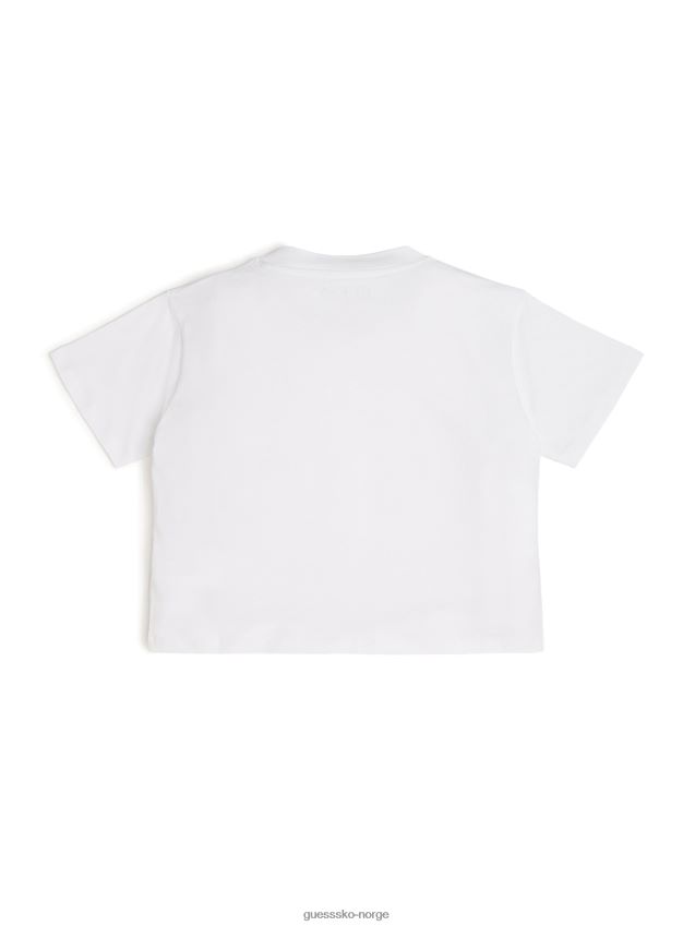 Guess ren hvit rhinestone t-skjorte (7-14) Ren hvit pike F0LJ8011233