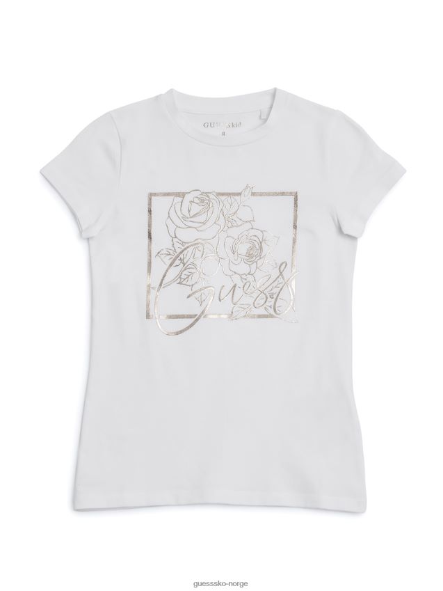 Guess ren hvit rozie-logo-t-skjorte (7-14) Ren hvit pike F0LJ808961