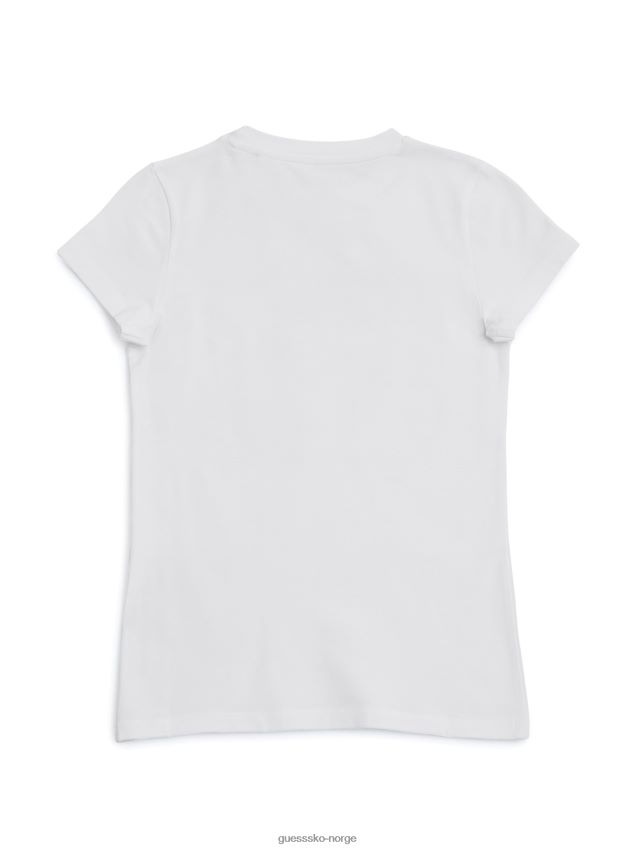 Guess ren hvit rozie-logo-t-skjorte (7-14) Ren hvit pike F0LJ808961