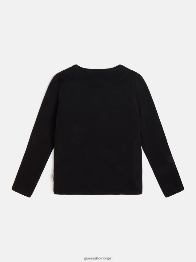 Guess rhinestone logo t-skjorte svart svart pike F0LJ801901