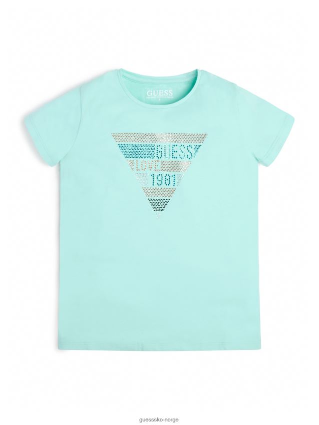 Guess rise sky rhinestone logo-t-skjorte (7-14) stige himmelen pike F0LJ8011374