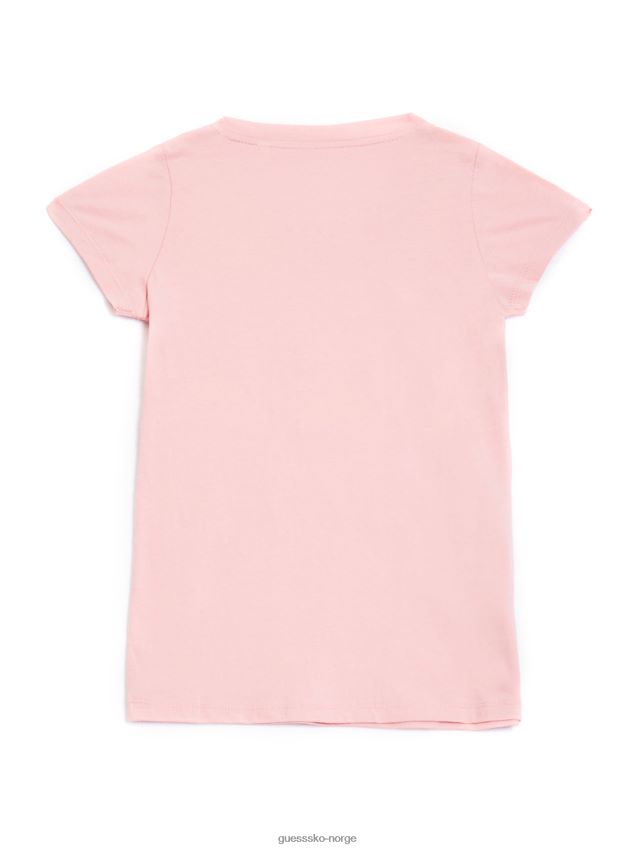Guess rosa beatrix vendbar paljettlogo-t-skjorte (7-16) rosa pike F0LJ808958