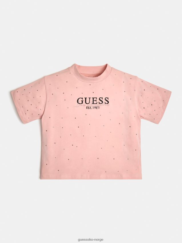 Guess rosa t-skjorte med logo foran rosa pike F0LJ801768
