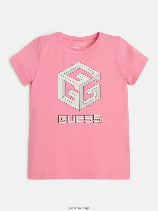 Guess rosa t-skjorte med logo foran rosa pike F0LJ801774