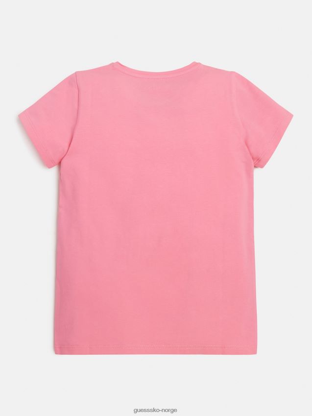 Guess rosa t-skjorte med logo foran rosa pike F0LJ801774