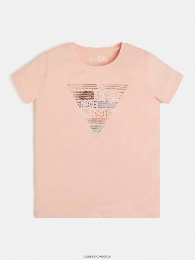 Guess rosa t-skjorte med logo foran rosa pike F0LJ802182