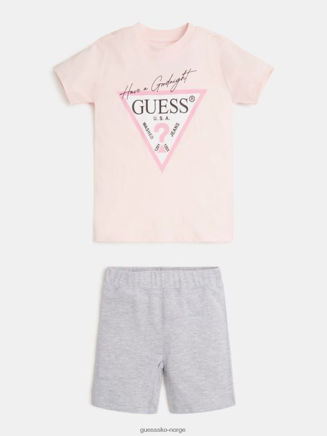 Guess rosa t-skjorte og shortssett rosa pike F0LJ802344