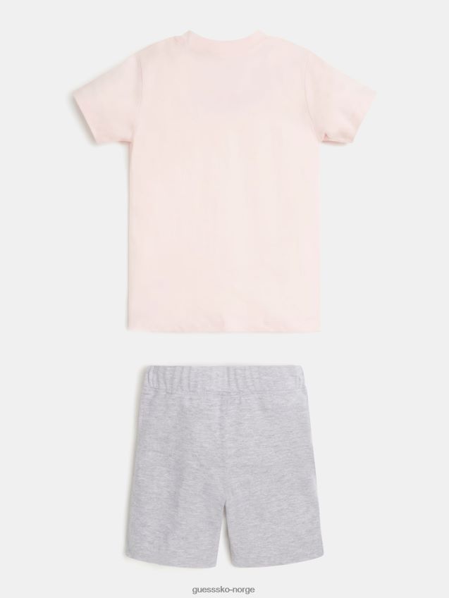 Guess rosa t-skjorte og shortssett rosa pike F0LJ802344