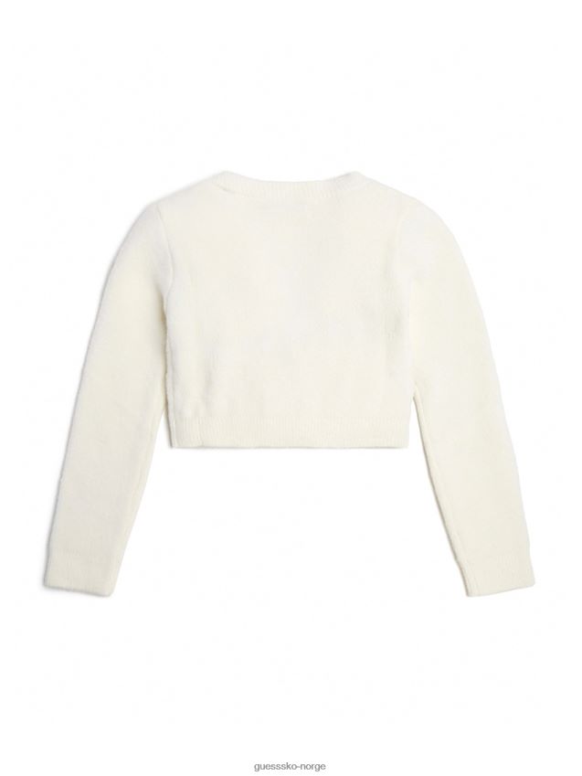 Guess salt hvit fuzzy cardigan (716) salt hvit pike F0LJ8011304