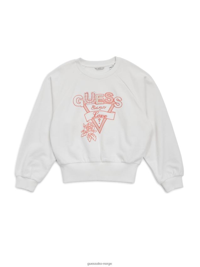 Guess salt hvit raglan-logo aktiv sweatshirt (7-16) salt hvit pike F0LJ8011244