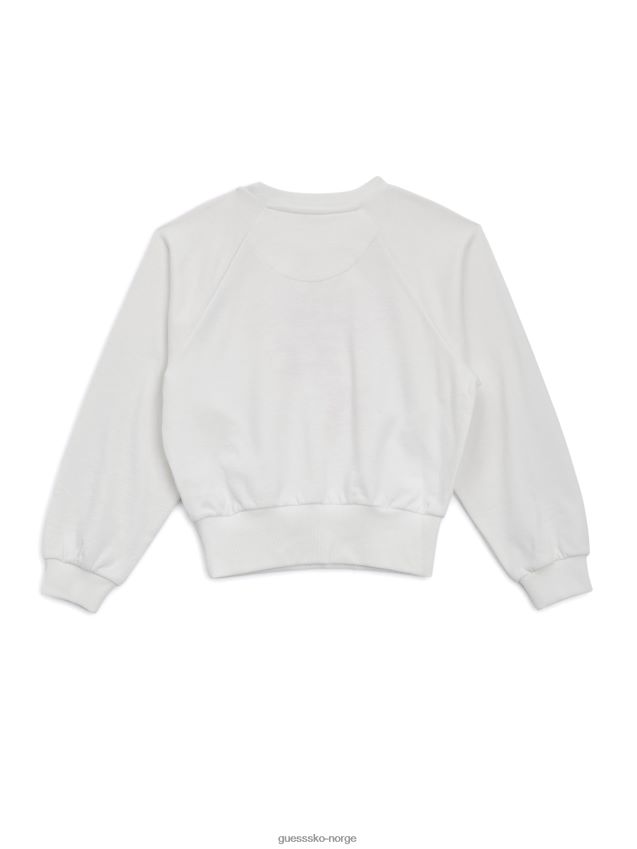 Guess salt hvit raglan-logo aktiv sweatshirt (7-16) salt hvit pike F0LJ8011244