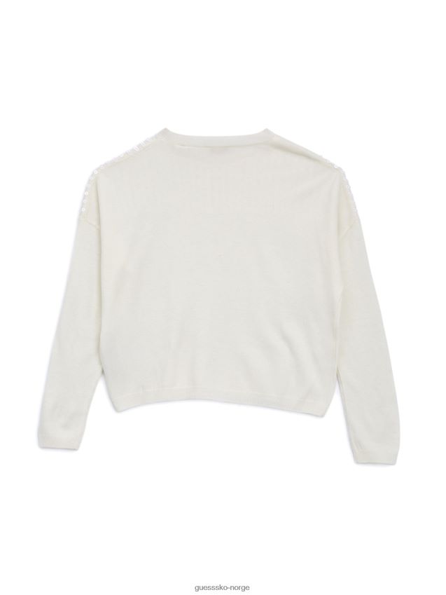 Guess salthvit paljettgenser i kashmirblanding (7-16) salt hvit pike F0LJ8011189