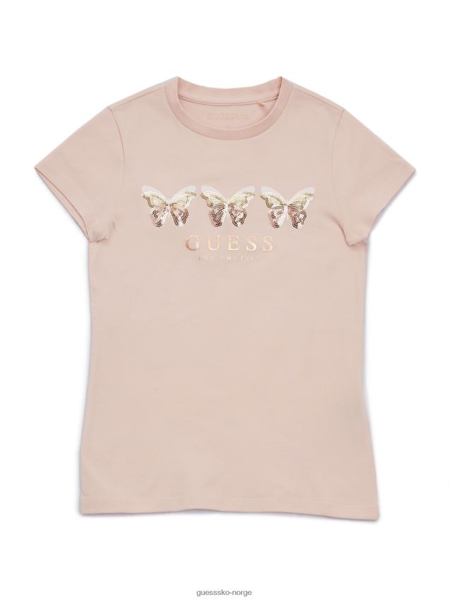 Guess savanne sommerfugl t-skjorte (7-14) dimrose dimrose pike F0LJ809078
