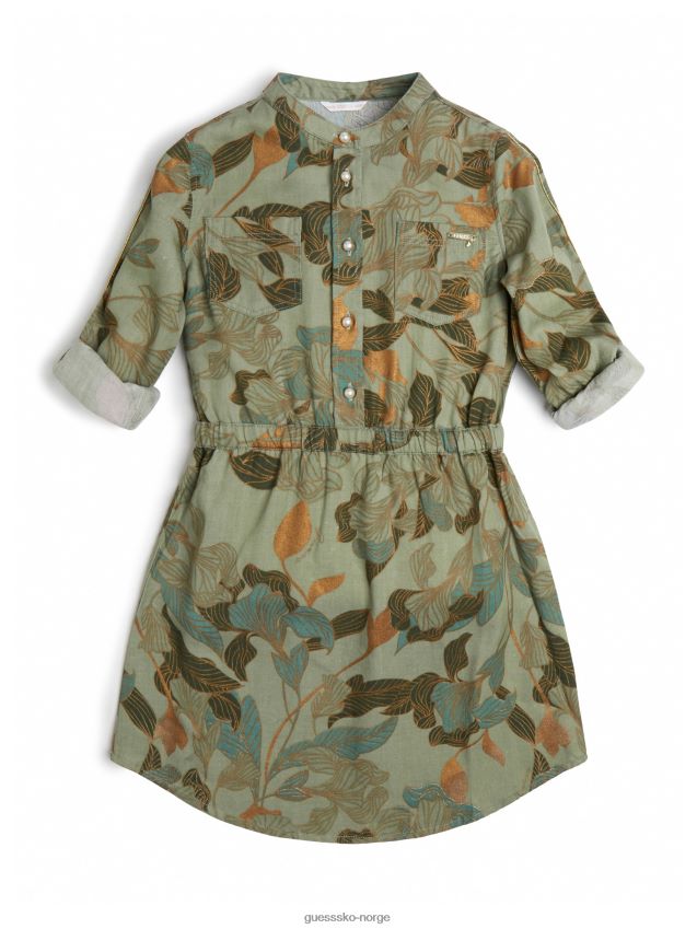 Guess skjortekjole med faux-perle med olivenblad (7-14) oliven løvverk pike F0LJ8011580