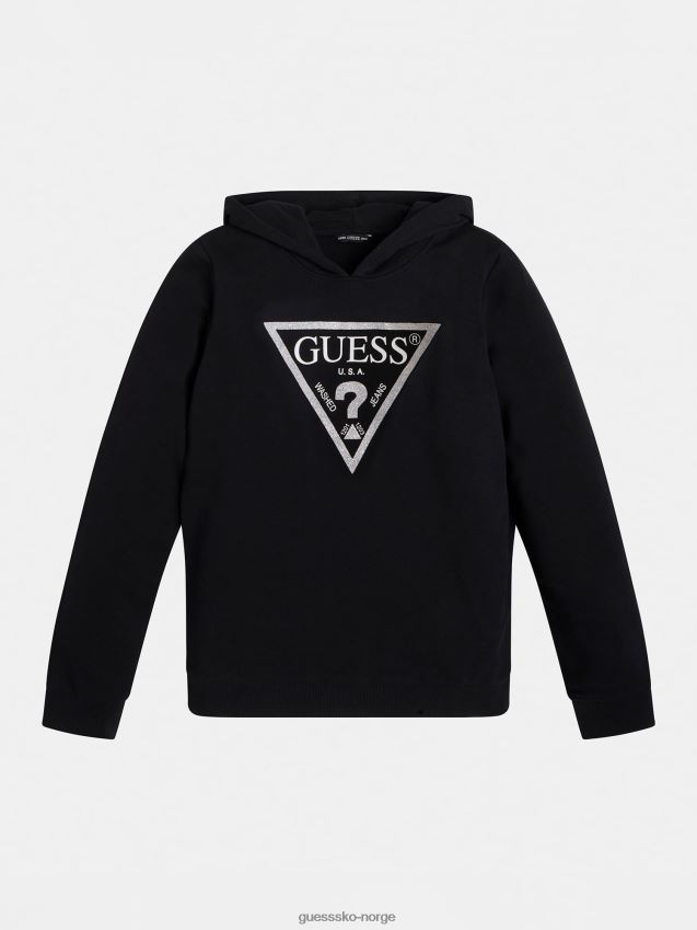 Guess sort folietriangel-logo-genser med hettegenser svart pike F0LJ802228