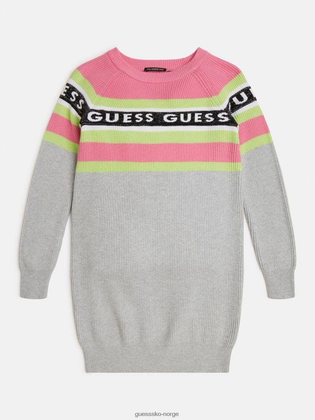 Guess stripete genser kjole grå multi grå multi pike F0LJ801930