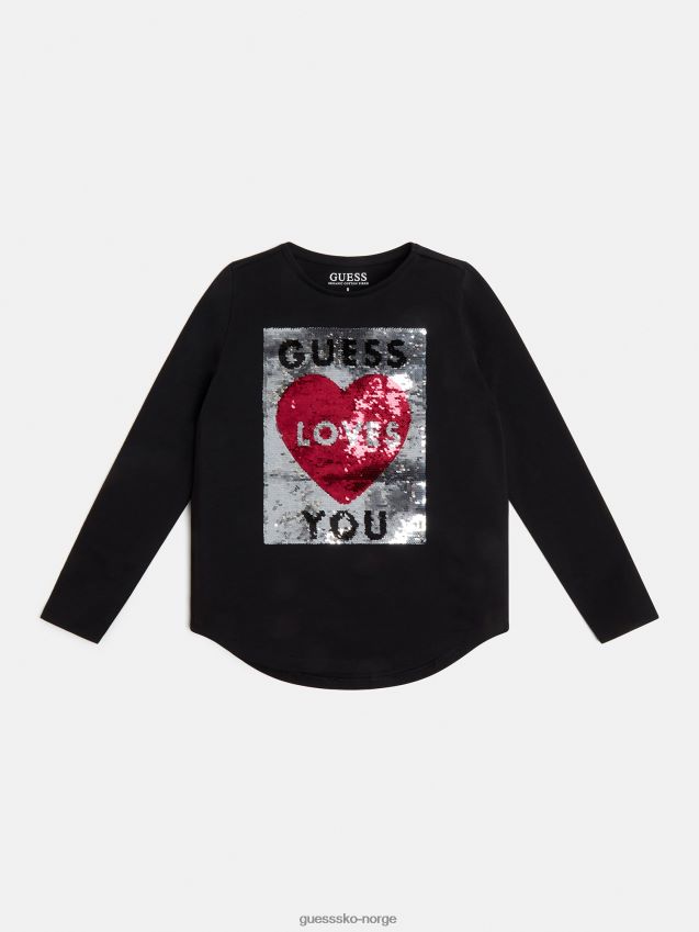 Guess svart front logo t-skjorte ny trend svart pike F0LJ801766