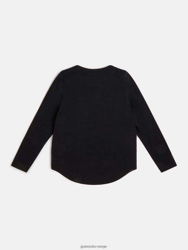 Guess svart front logo t-skjorte ny trend svart pike F0LJ801766