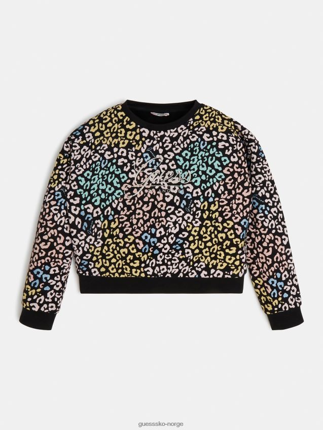 Guess svart multi animalier genser svart multi pike F0LJ802169