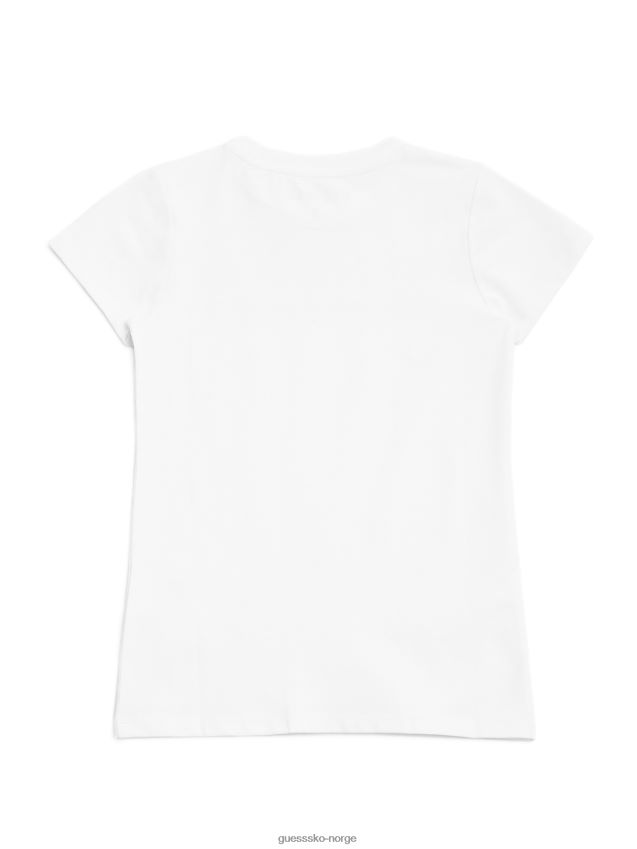 Guess t-skjorte med paljett i sterling (7-14) ekte hvit ekte hvit pike F0LJ809038