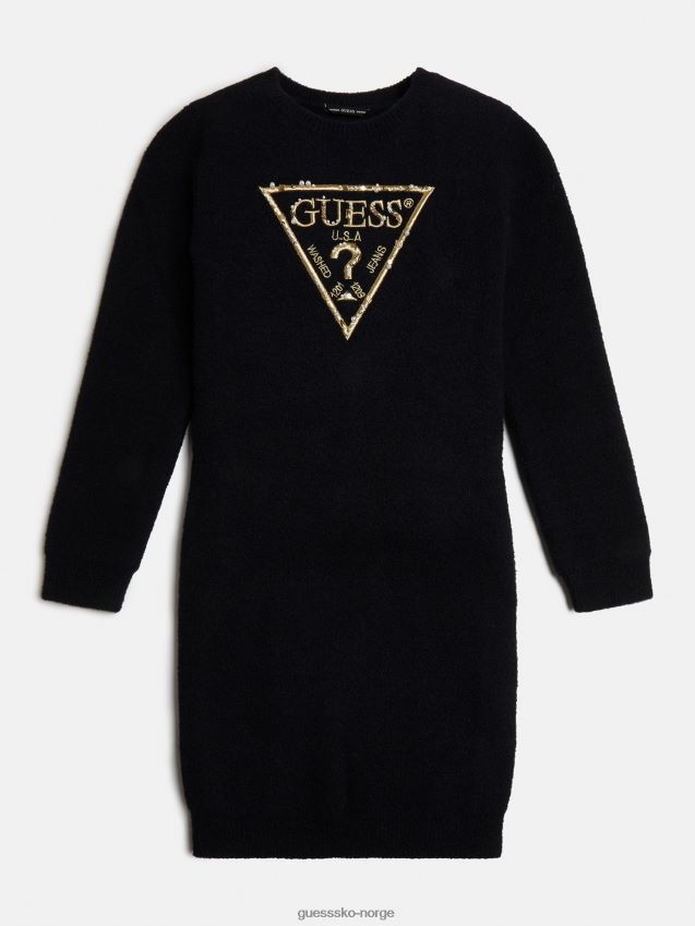 Guess trekant logo genser kjole svart svart pike F0LJ801767