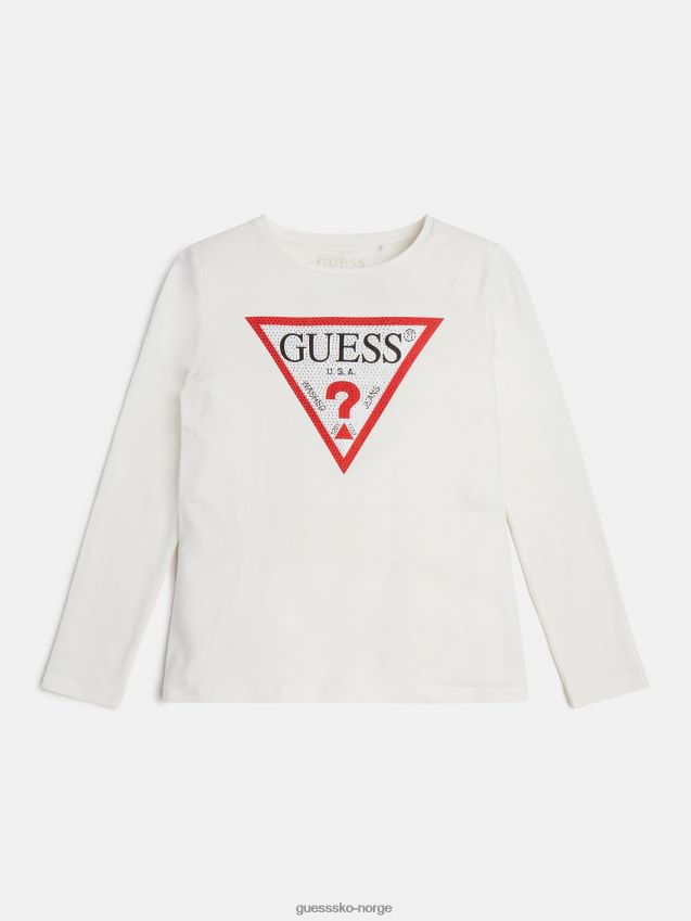 Guess trekant logo t-skjorte hvit hvit pike F0LJ802442