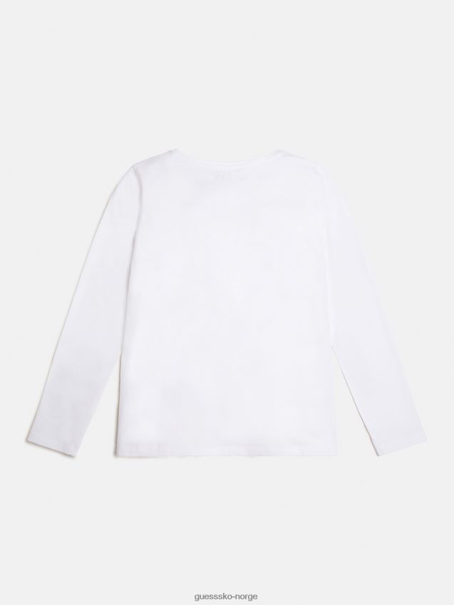 Guess trend hvit t-skjorte med logo foran hvit pike F0LJ801750