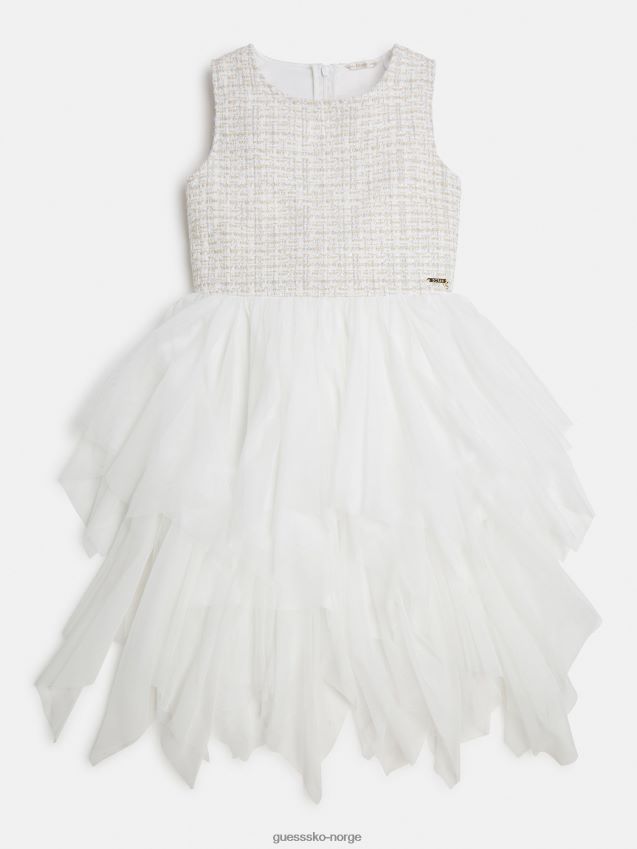 Guess tweed kjole hvit hvit pike F0LJ802025