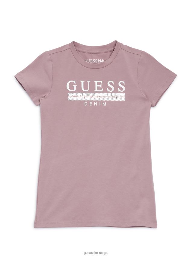 Guess vanda orchid sterling paljett-t-skjorte (7-14) vanda orkide pike F0LJ809122