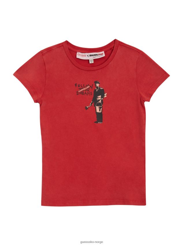 Guess varm rød cancelled dreams-t-skjorte (7-16) varm rød pike F0LJ8011574