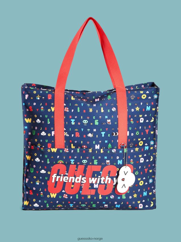 Guess all-over mønster shopper blå multi blå multi unisex F0LJ806189