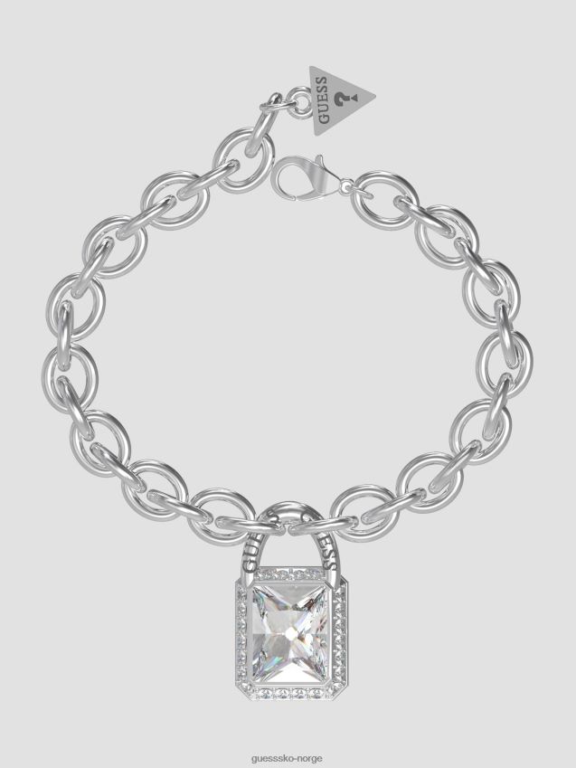 Guess rh sølvfarget hengelåsarmbånd i krystall rh unisex F0LJ8010150