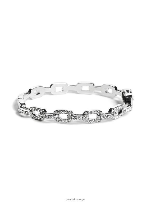 Guess sølv rhinestone kjede-lenke armbånd armbånd sølv unisex F0LJ8010162